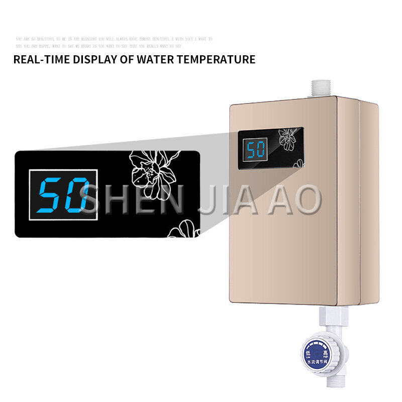 Pemanas Air Listrik Instan Rumah Tangga Dapur Pemanas Air Kecil Hemat Energi Dinding Tampilan Digital Mini 220V