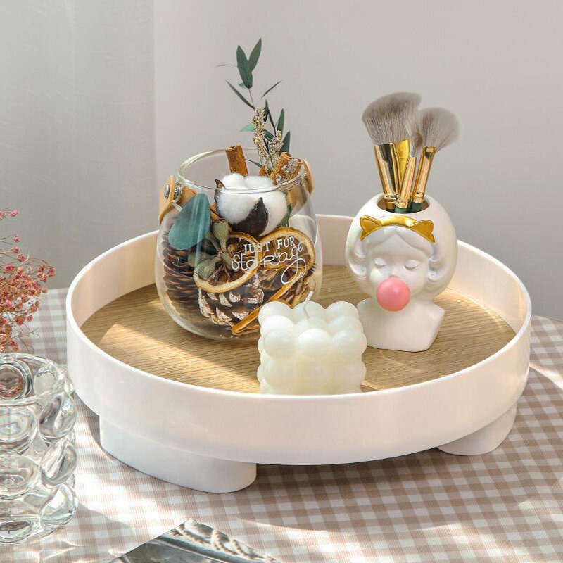 Moderne Dekorative Trays Hause Decor Runde Lagerung Fach Organizer Lagerung Box Tisch Vase Aromatherapie Stand Leuchter Stehen