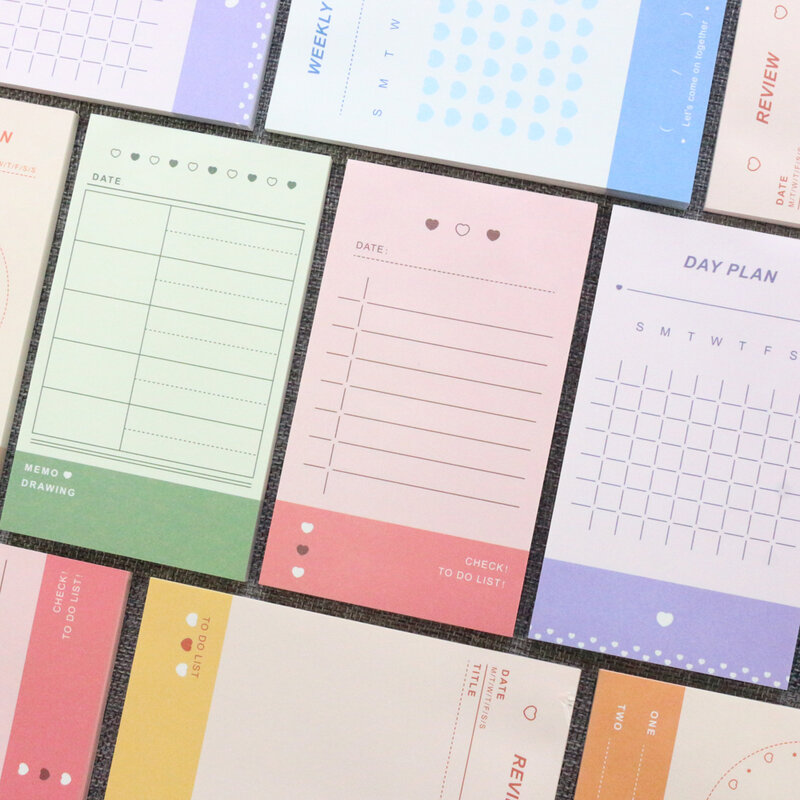 Domikee cor bonito escritório escola tempo agenda planejador bloco de notas bloco de notas papelaria: para fazer lista planejador semanal almofada planejador mensal