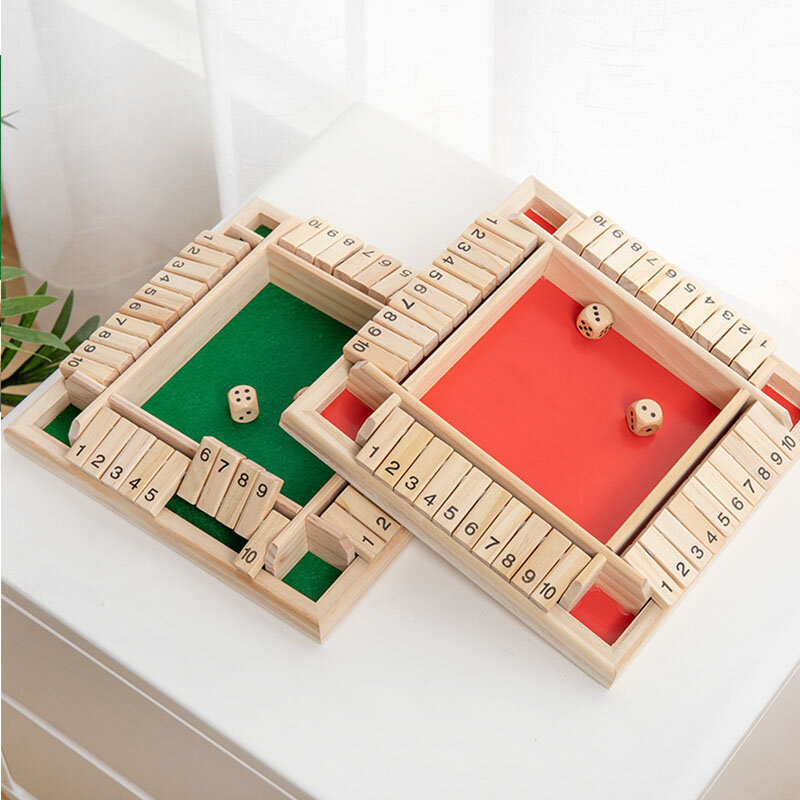 4 joueurs numérique Puzzle jeu de société fermer la boîte jeu ensemble numéro jeux à boire en bois mathématique traditionnel Pub plateau jeu de dés