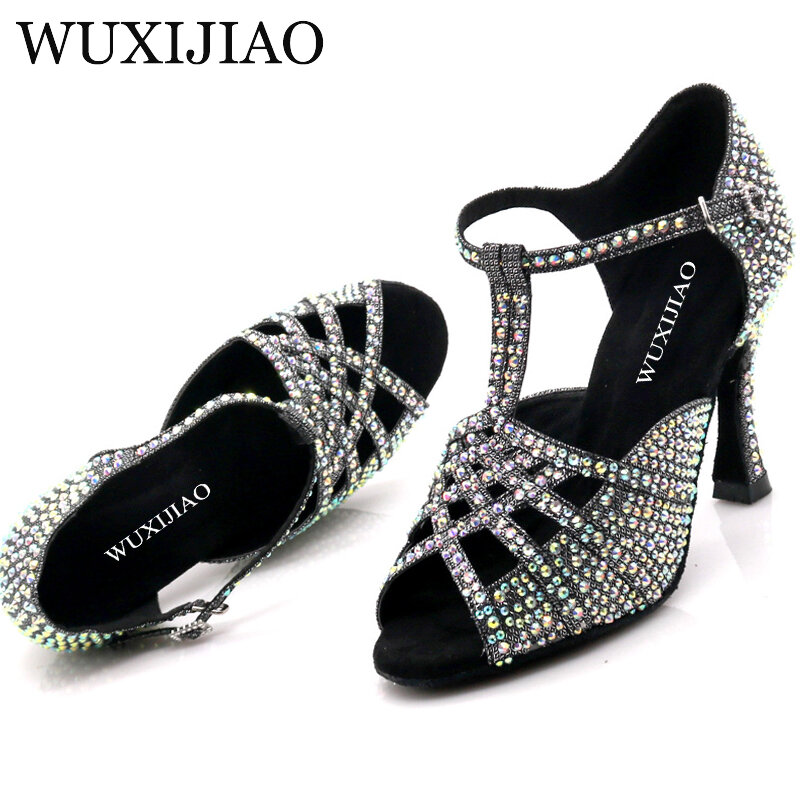 Wuxijiao-sapatos de salto alto para dança latina, tango, fundo macio, estável, tricolor, para mulheres