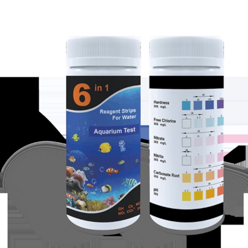 Premium Test Strips 6 in 1 Swimming Pool Aquarium for Total Hardness Total Alkali PH Nitrate Chlorine Nitrite Detector Accessory