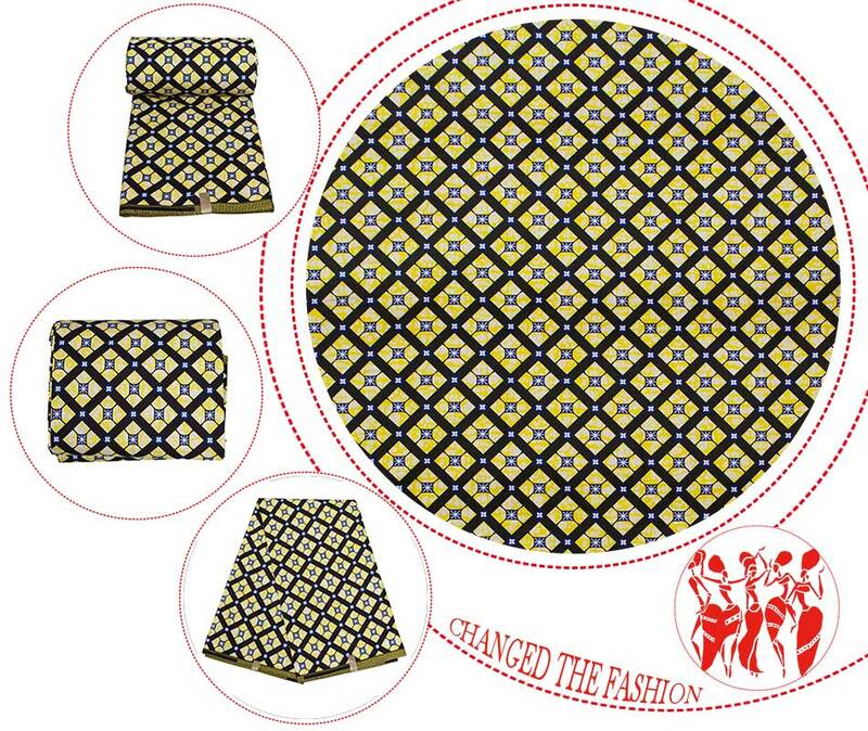 African Wax Fabric High Quality Polyester Diamond Check Printing Ankara Veritable Guaranteed Real Wax 6 Yards For Dress Party