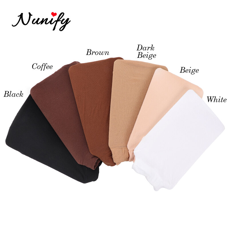 Nunify-gorro de media Invisible para peluca, Color de piel negro y Beige, malla transpirable, accesorios, 2 unids/lote