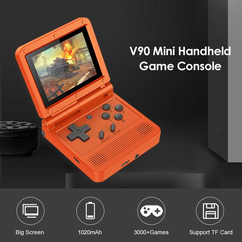 POWKIDDY V90 Pocket Mini Video Game Player 3‘’ IPS LCD Flip Handheld Console 3000Games Consolas de Videojuegos игровая приставка