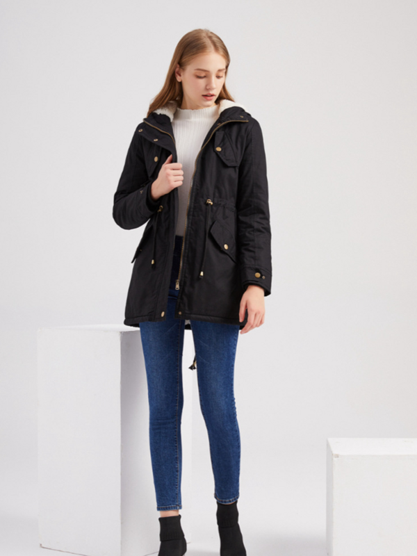 여성용 면 후드 드로스트링 롱 다운 재킷, 하라주쿠 튜닉 코트, 두꺼운 코트, 2023 겨울 신상