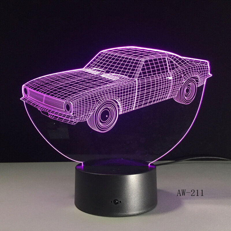 7 لون تغيير إضاءة زينة تركيبات 3 LED شكل سيارة ضوء USB lumarias سيارة النمذجة ليلة ضوء الاطفال النوم لمبة مكتب 211