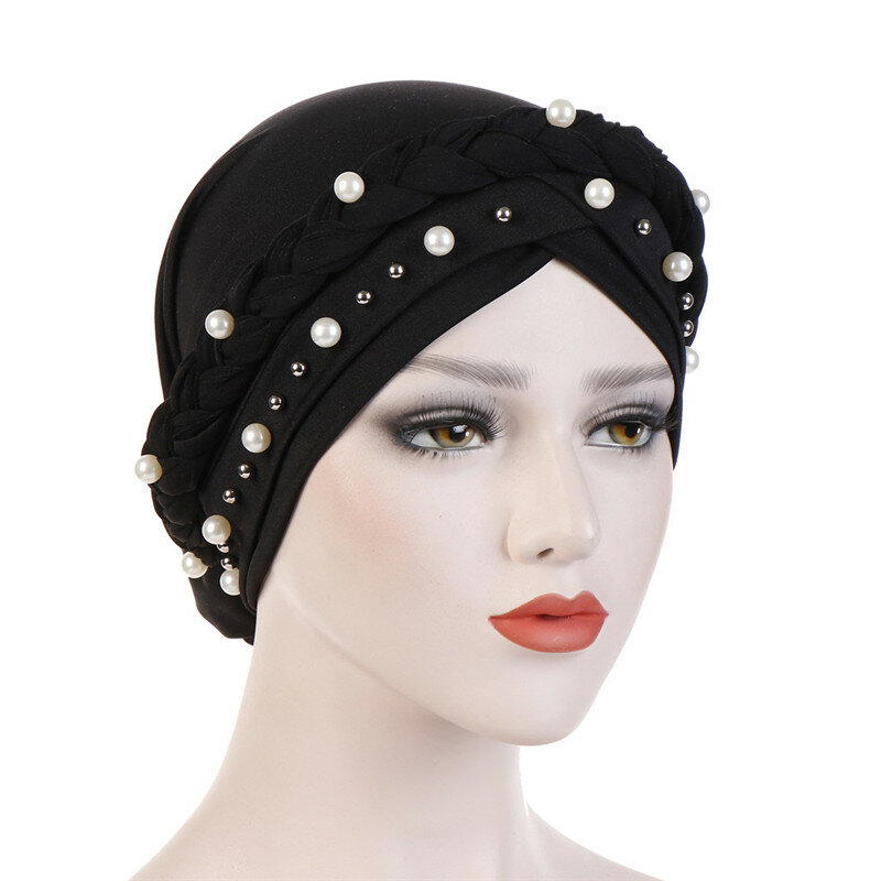 Kopf Schal für muslimische frauen Zwei-farbe baumwolle braid turban motorhaube hijab Caps Innere hijabs femme musulman arabischen wrap turbantes