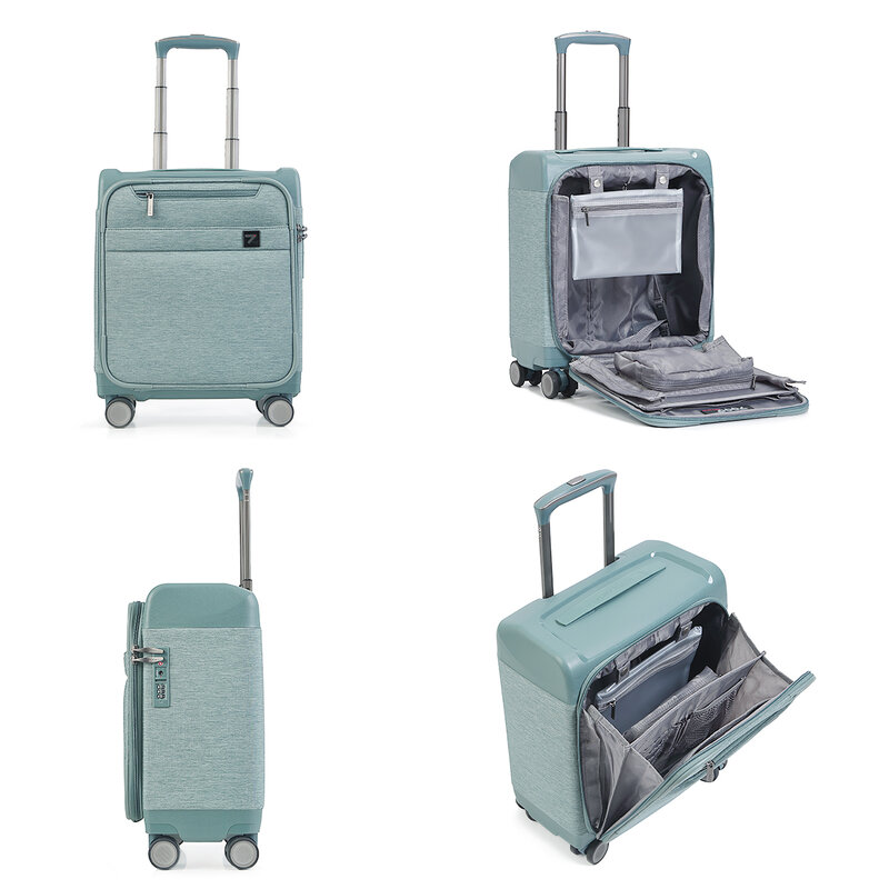 UNIWALKER – valise à bagages, valise d'affaires, chariot de 16 pouces Matcha vert TSA, verrouillage par mot de passe