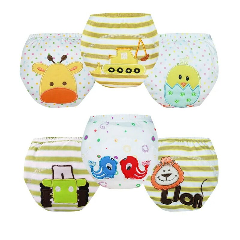 6 PCS Cotton Baby Training Pants Kids Washable Cloth Diapers Reusable Child Diaper Nappies Waterproof Baby Underwear Newborn
