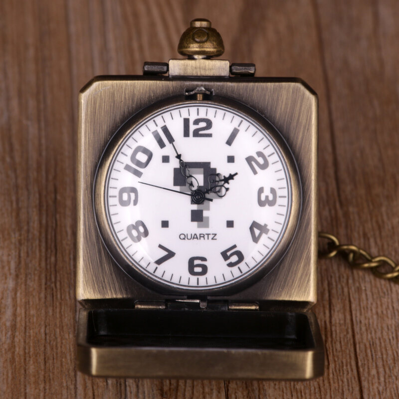 Relojes de bolsillo con diseño de signo de interrogación creativo, relojes colgantes Steampunk cuadrados, regalos para estudiantes, nueva llegada, reloj de cadena Fob fresco