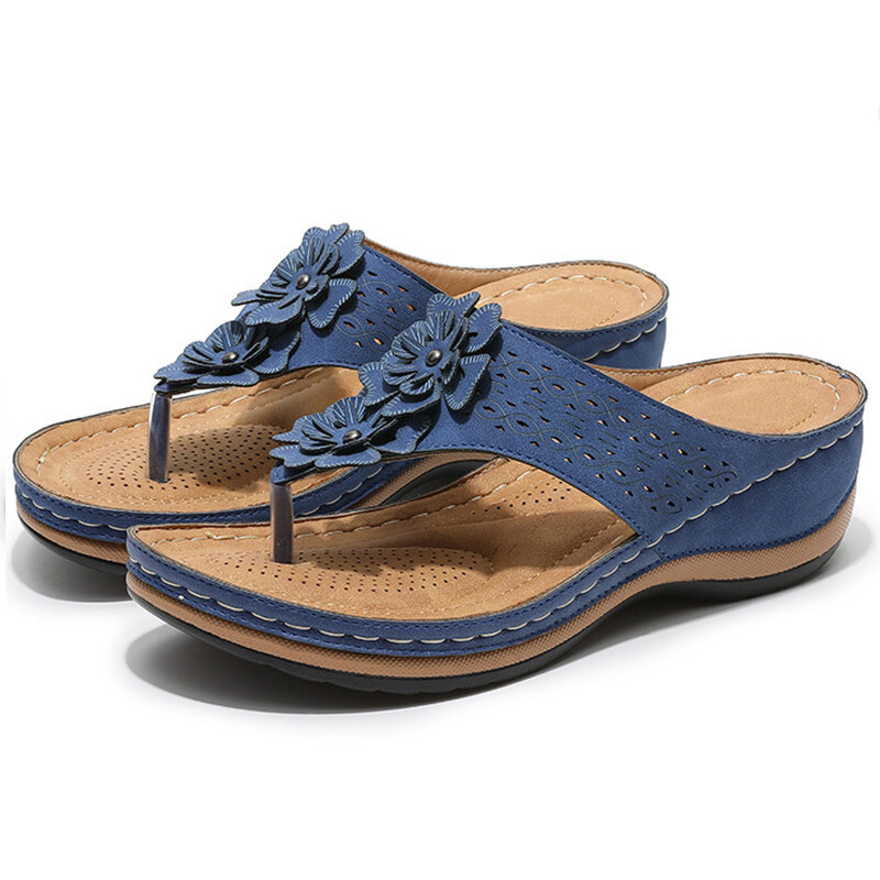 Chinelos de verão das mulheres chinelos de verão sandálias de salto baixo sapatos femininos chinelos de verão flor slides cunhas