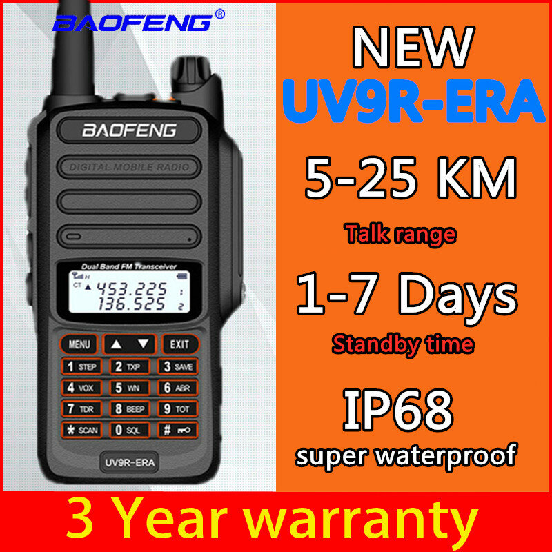 2pcs Baofeng IP68 waterproof walkie talkie UHF VHF radio station uv-9r plus ERA plus cb ham radio hf transceiver long range 25km