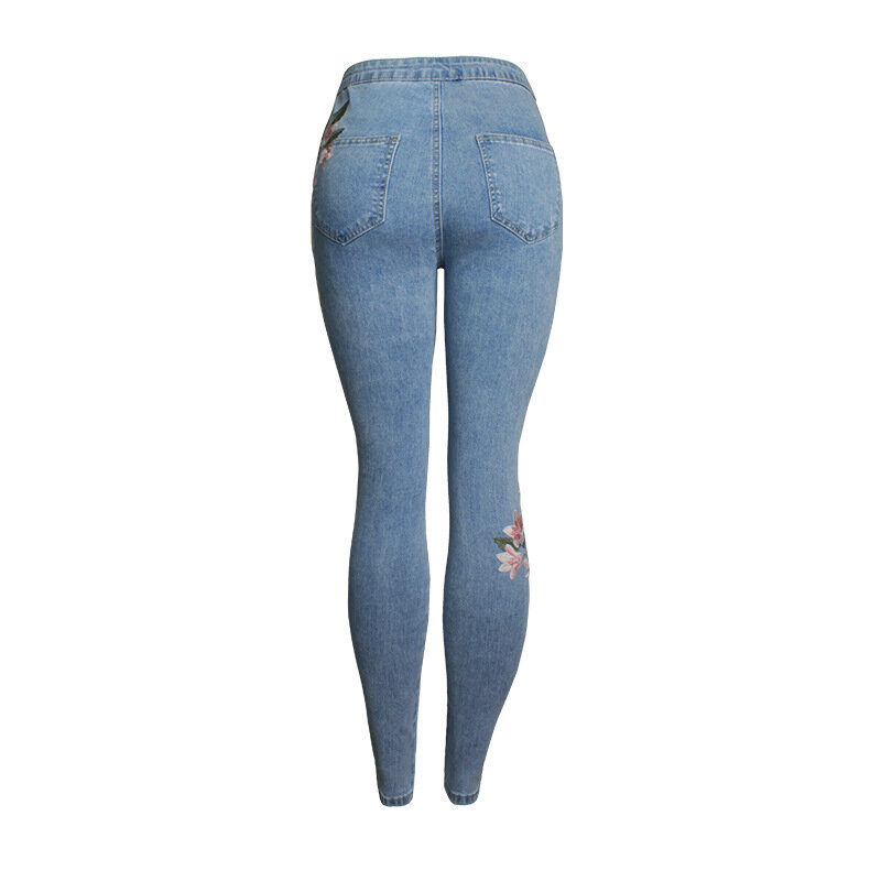Vrouwen Open Jeans Nieuwe Lente Mode Borduurwerk Slanke Jeans Vrouwen Hoge Taille Tonen Dunne Lifting Hip Kleine Been Broek