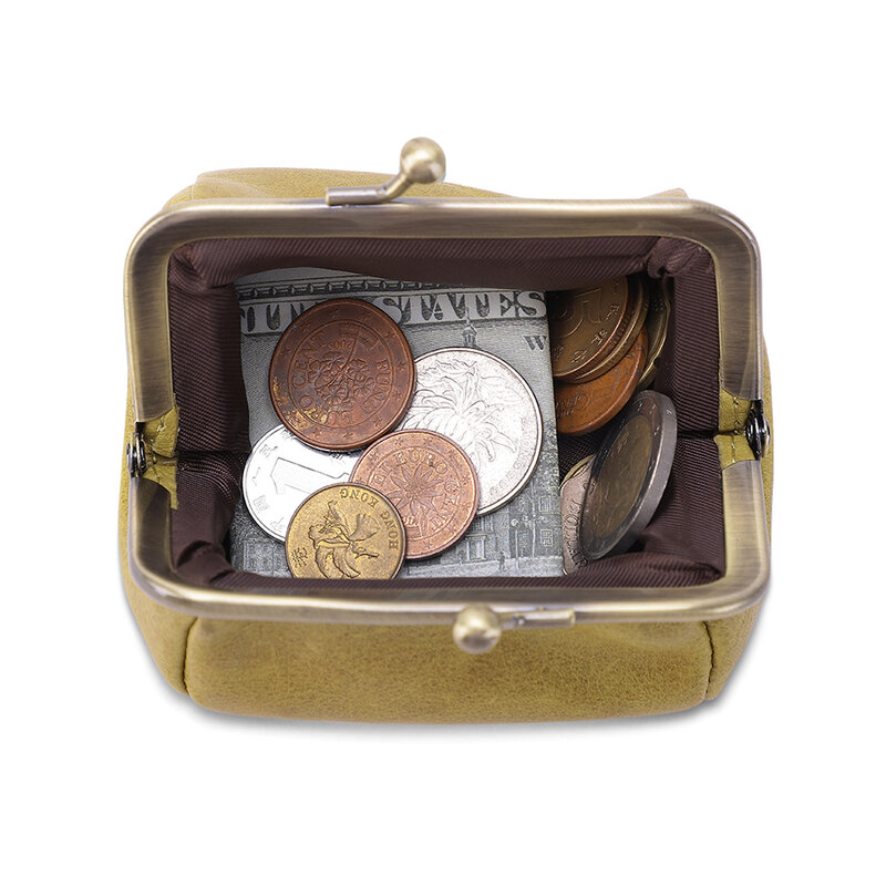 JOGUJOS-cartera pequeña de cuero genuino para mujer y hombre, monedero Original con broche de Metal, monedero para dinero, bolso para tarjetas