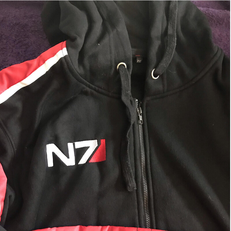 Mass Effect N7 Sudadera con capucha para hombre y mujer, chándal con cremallera, chaqueta polar informal, color negro, invierno, XXXL