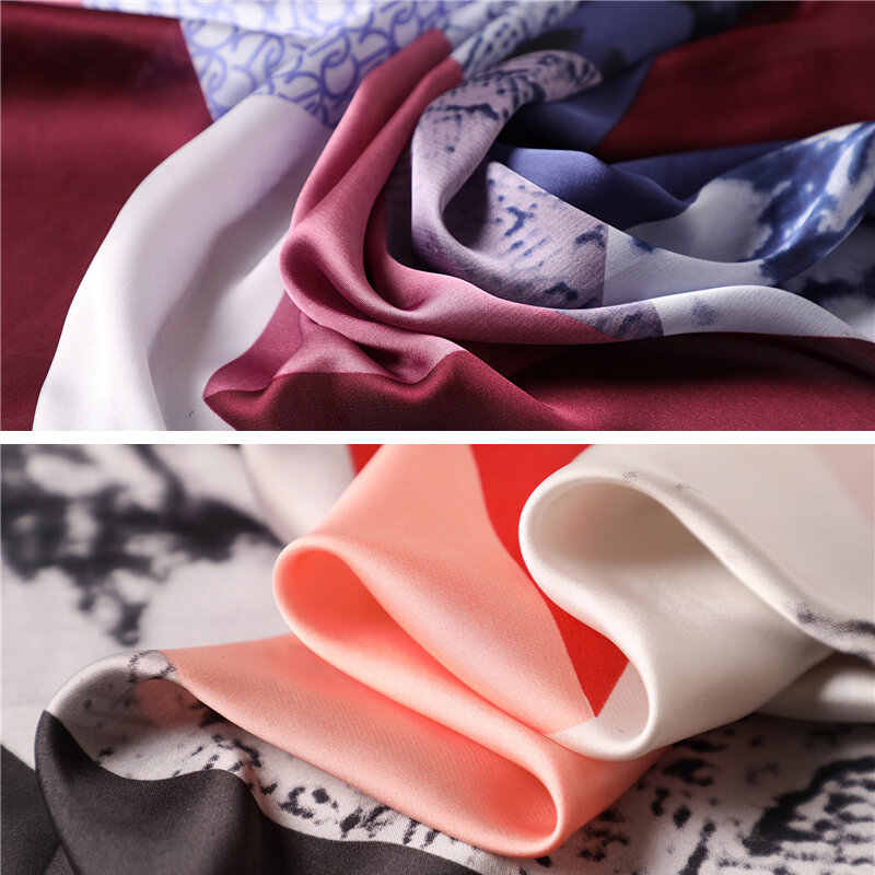 Pañuelo cuadrado de seda para mujer, bufanda pequeña con estampado, a la moda, 2021