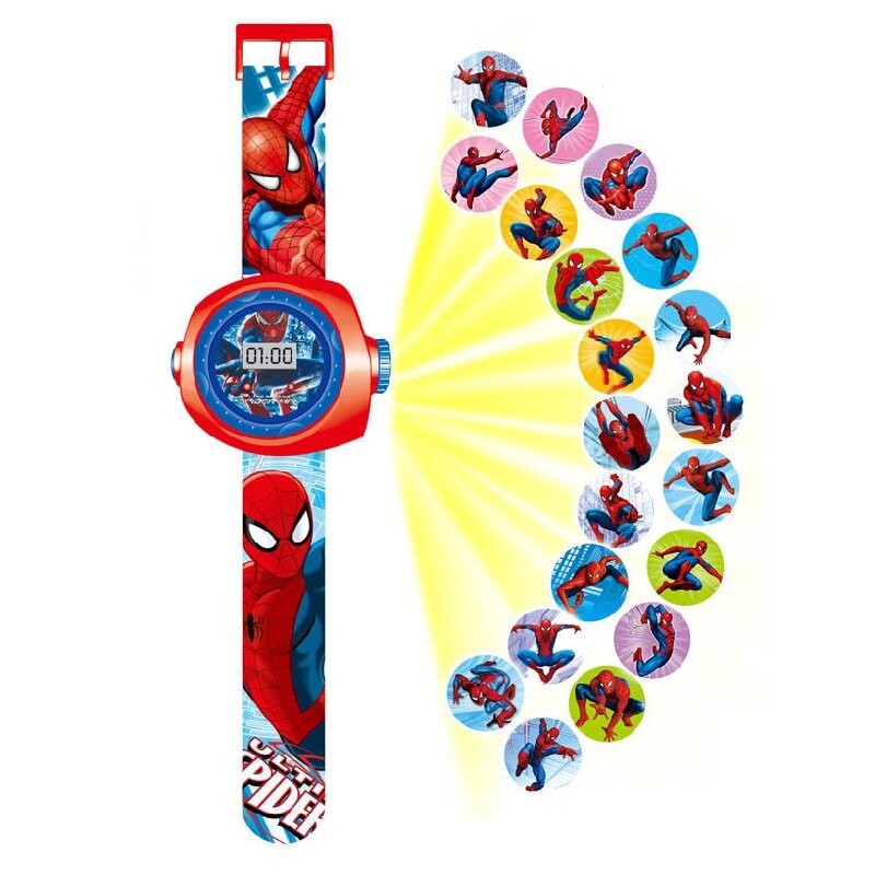 Princesse Elsa Spiderman enfants montres Projection dessin animé motif numérique enfants montre pour garçons filles affichage horloge Relogio