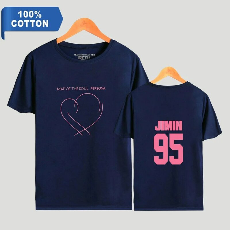 100% bawełniana koszulka koreański Kpop JIMIN SUGA JIN mapa duszy Persona drukuj koszulki mężczyźni/kobiety Unisex z krótkim rękawem topy