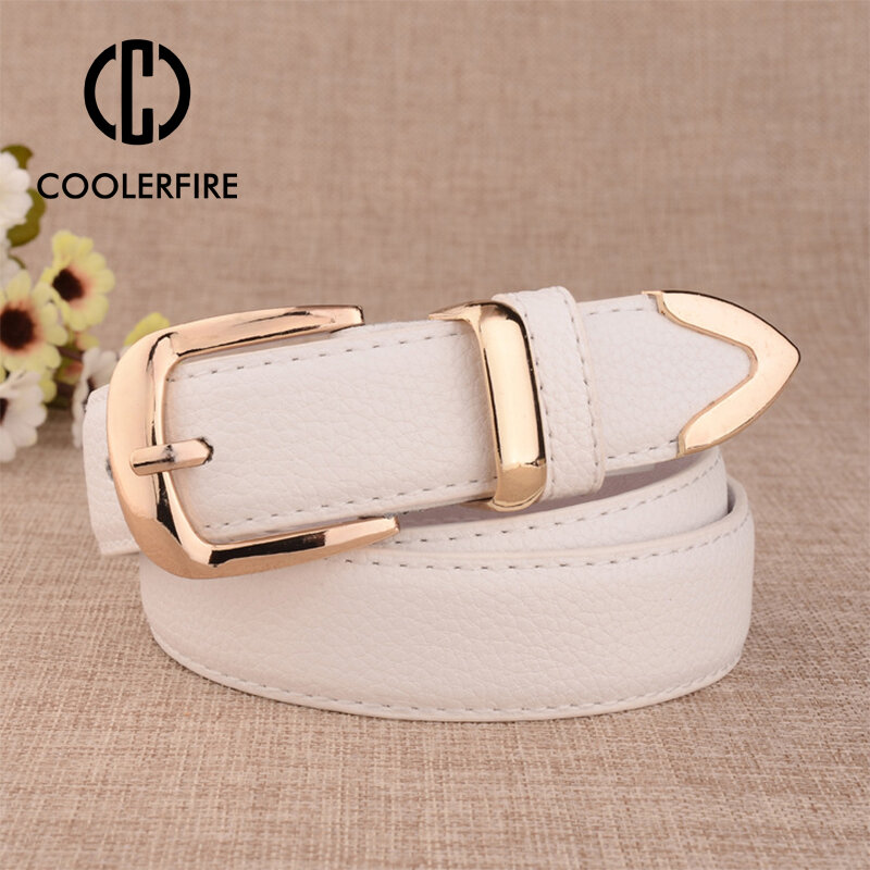 Fashion Women Genuine Leather Belts High Quality Gold Buckle Best Matching Dress Jeans Belts for Lady LB2146