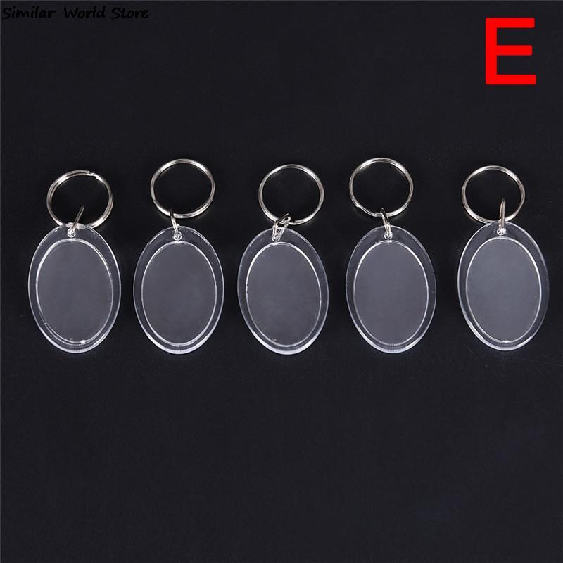 Porte-clés rectangulaire transparent vierge en acrylique, cadre photo, porte-clés bricolage, anneau fendu, cadeau JOGift, 5 pièces