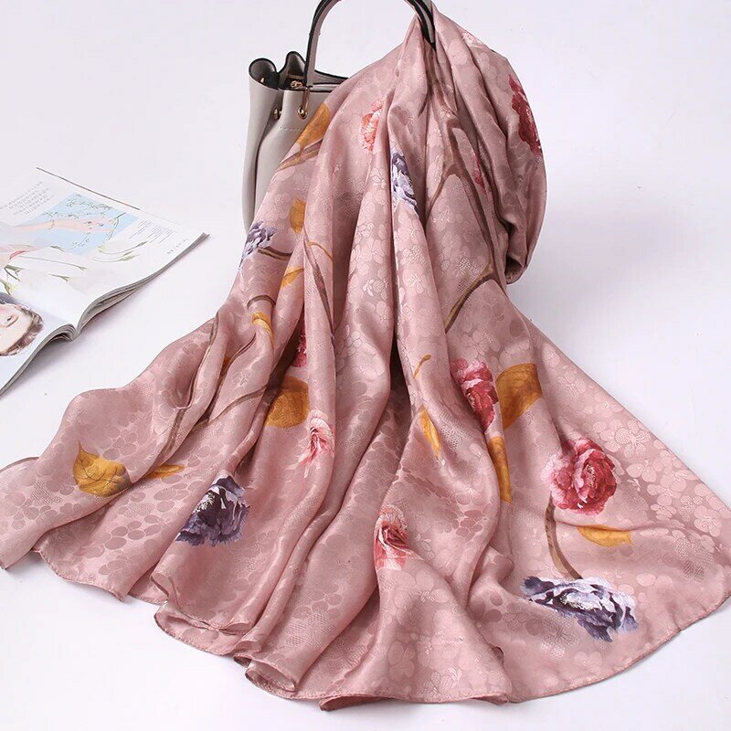 Bufanda de seda pura 100% para mujer, chales con estampado, Foulard femenino de seda Natural para el cuello, 2021