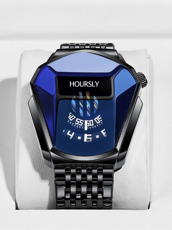 HOURSLY-Reloj de pulsera de acero inoxidable para hombre, cronógrafo de cuarzo, moderno, de marca, de lujo, 2024