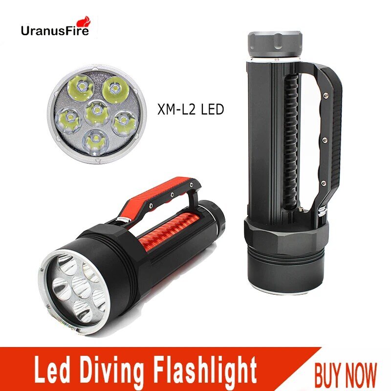 Diving Light 6*L2 7200LM led Diving Flashlight Waterproof Lamp Scuba Submersible Underwater 100M Work Torch 32650 Batteries