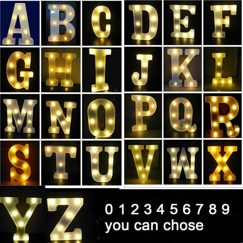 3D LED Night Lamp 26 Letter 0-9 Digital Marquee Sign Alphabet Light Wall Hanging Lamp Indoor Decor Wedding Party LED Night Light