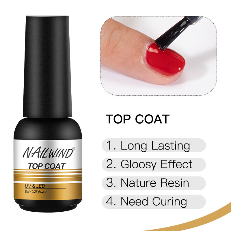 NAILWIND Gel Top Coat smalto per unghie Primer 8ml Manicure Nails Art Semi permanente proteggi unghie lampada LED Gel Polish