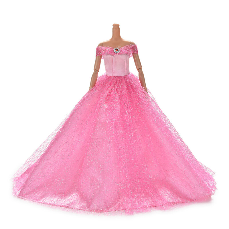 Acessórios de bonecas coloridas vestido de noiva handmake vestido de princesa vestido de roupa elegante para a menina boneca vestido de festa