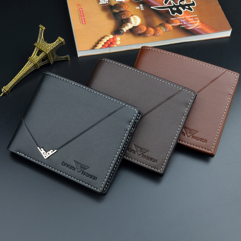 Zovyvol-男性用の短いビジネス財布,男性用の革製財布,無地,オープンカラー,カードホルダー,新しい2022コレクション