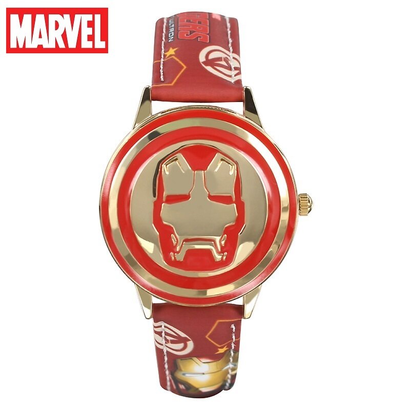 Marvel Iron Man Avengers กัปตันอเมริกาแมงมุมพลิกเด็ก Disney นาฬิกาข้อมือควอตซ์หนุ่มนักเรียนวัยรุ่นเด็ก