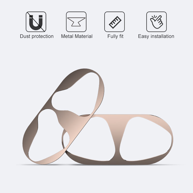 Pegatina protectora de Metal para Apple AirPods 1, 2, funda a prueba de polvo, Protector de piel para AirPods 2 y 1, accesorios