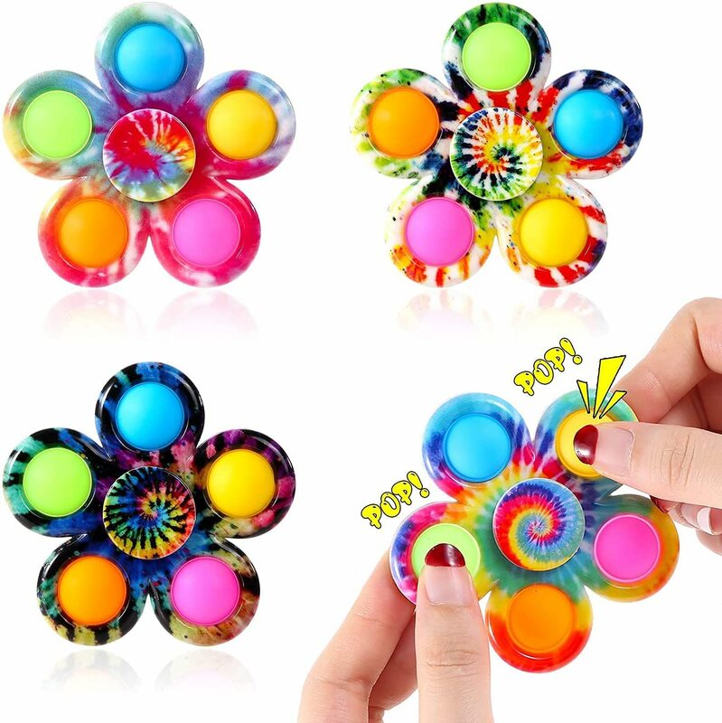 1Pc Tie Dye Eenvoudige Fidget Spinner Vinger Push Bubble Hand Spinner Voor Adhd Angst Stress Verlichting Sensorische Partij Gunst Voor Kinderen