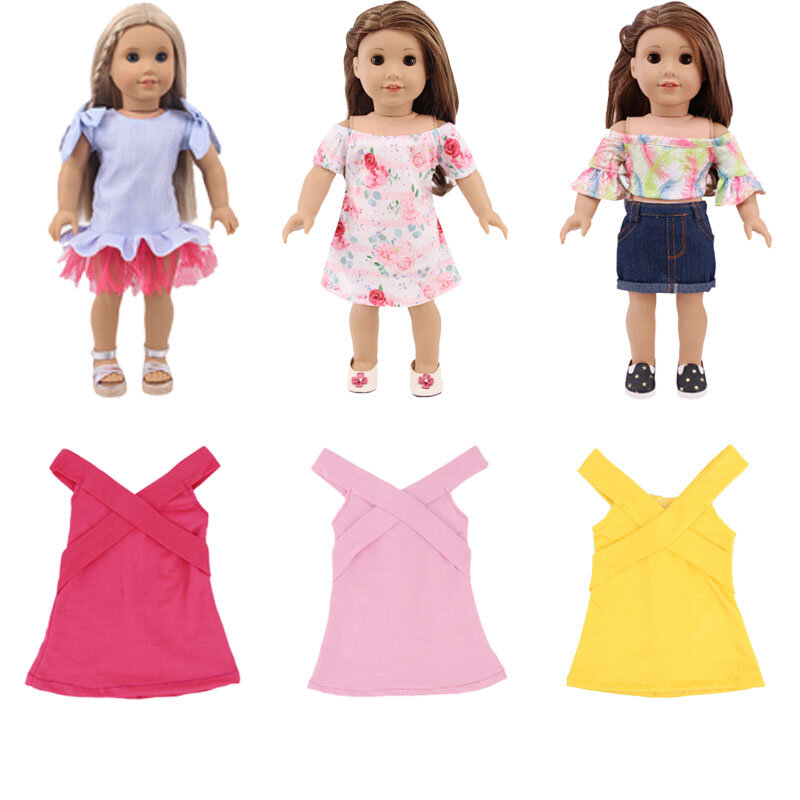 Ropa de muñeca, trajes cortos y faldas a tope para muñecas de 18 pulgadas y 43 Cm y regalos de juguete para niñas de cumpleaños de la generación del bebé recién nacido