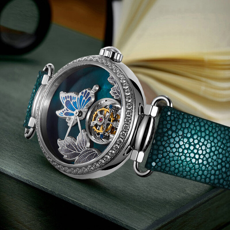Seagull Luxury ยี่ห้อ Tourbillion นาฬิกานาฬิกาผู้หญิง Tourbillion นาฬิกา Sapphire นาฬิกาหรูหรา713.18.8100L