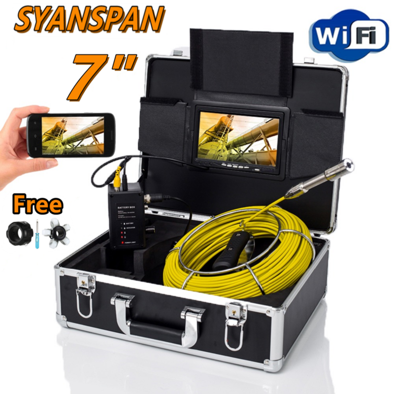 SYANSPAN 산업용 파이프 검사 카메라, DVR, WiFi, 20 m, 30 m, 50 m, 100m, 7 인치, 9 인치 모니터, HD 1000TVL 방수, IP68 배수 하수구 내시경
