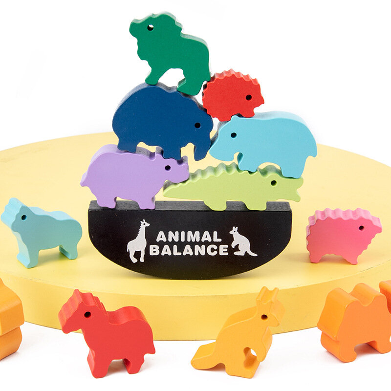 Animais jogos de equilíbrio dinossauro empilhamento blocos de construção brinquedos para crianças montessori cedo brinquedos educativos