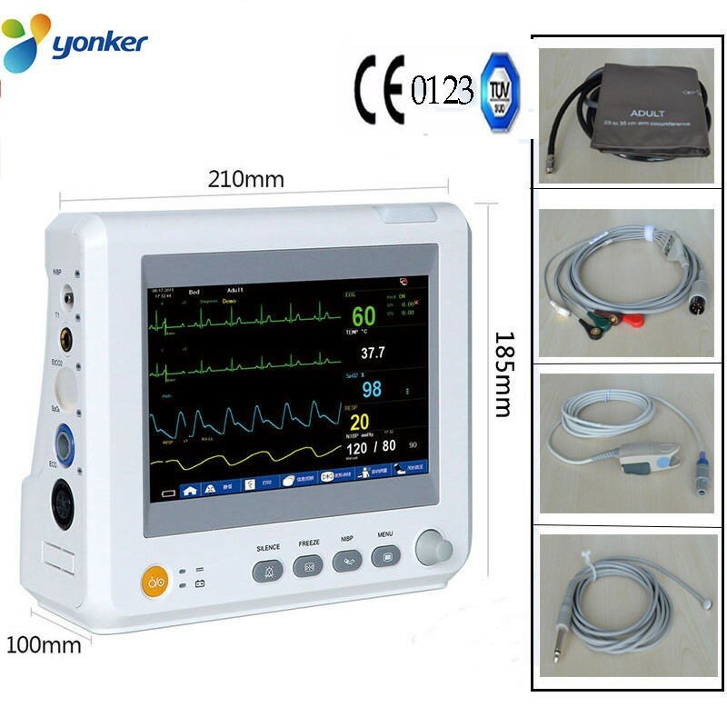 Accesorios veterinarios, sonda de veterinario spo2, temperatura, NIBP manguito, Monitor de pacientes Modular de presión arterial de 8 pulgadas