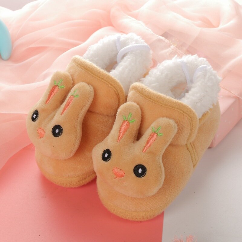 Cute Cartoon królik dziecko buty grube ciepłe buty dla noworodka antypoślizgowa miękka podeszwa pluszowe dziewczynek niemowląt dzieci buciki zimowe