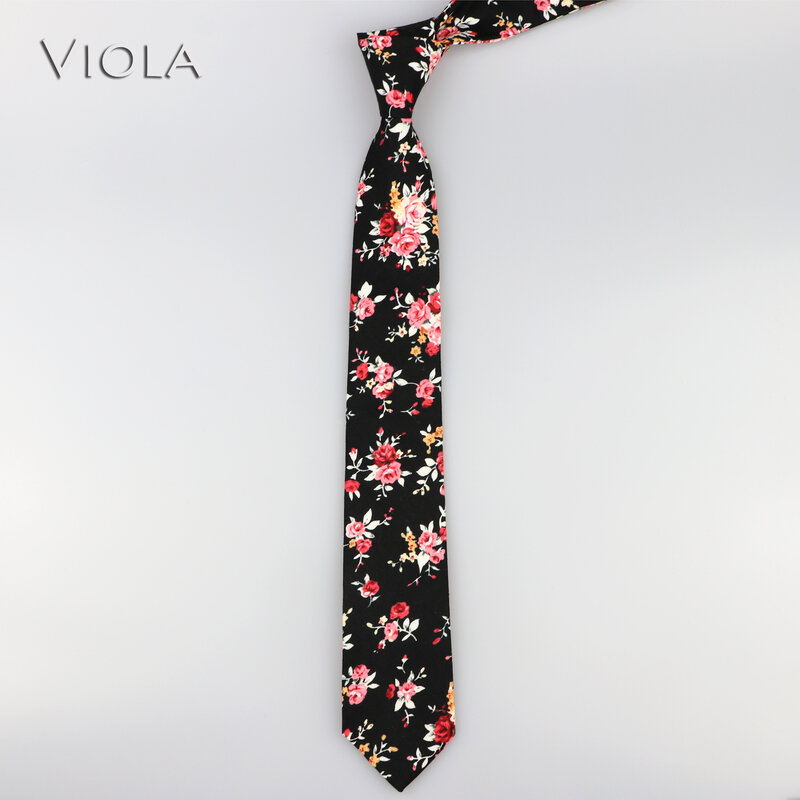 Corbata de cuello de algodón 100% con estampado Floral para hombre, de 6cm vestido de boda, accesorios de fiesta, esmoquin, camisa, regalo, corbata para hombre