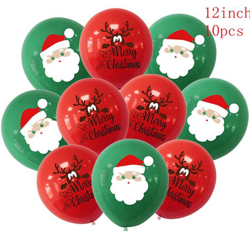 Globos de látex para decoración del hogar, adornos navideños de Santa Cluas y alce, regalos de Navidad, 2022