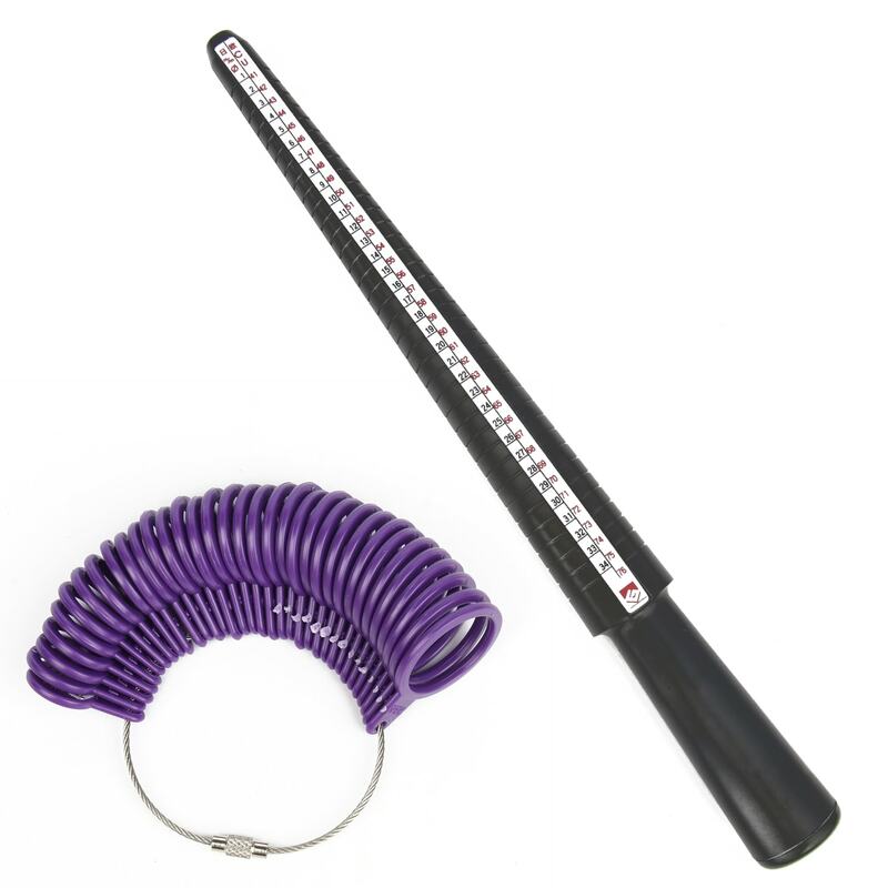 Profissional Finger Gauge Plastic Measuring Tool Set, Ring Size Finder, Mandrel Stick, Jewelry Tool