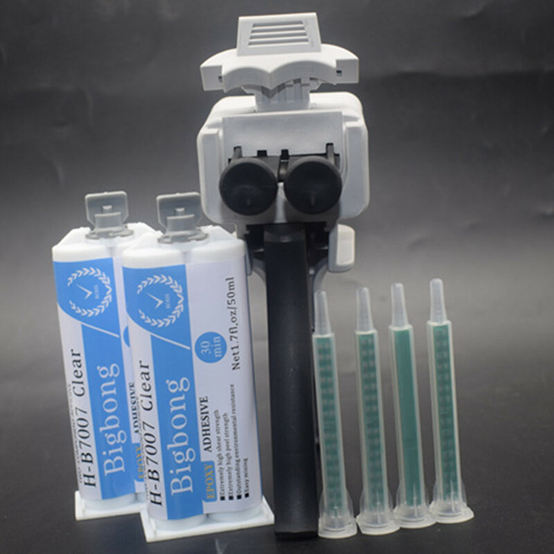 2pcs 50ml 1:1 Clear Epoxy Resin Epoxies & 4pcs Mixing Nozzles & Dispensing Gun Applicatior