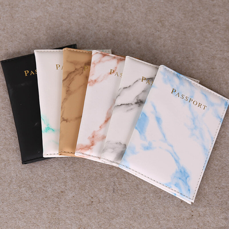 Travel Accessories Vintage Marble Passport Holder ID Cover Women Men PU Leather Portable Bank Card Passport Business Wallet Case