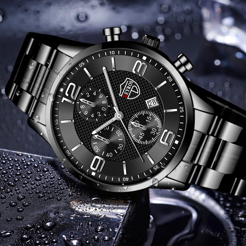 R eloj H Ombre เป็นทางการสุดหรูผู้ชายนาฬิกาสแตนเลสควอตซ์นาฬิกาข้อมือชายหนังปฏิทินนาฬิกาส่องสว่าง relógio masculino