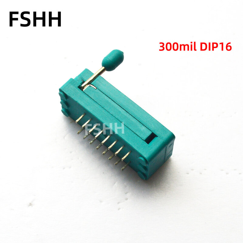 FSHH 216-3345 Socket 300mil DIP16 Menguji Soket 16P Hitam Hijau IC Kunci Socket