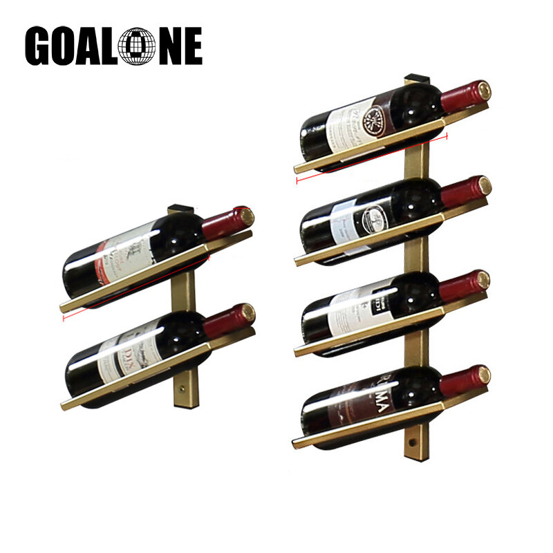 GOALONE Creative Iron Wine Rack Wall Mounted 2/4 Wine Bottle Holder Stylish Modern Champagne Storage Goblet Stand for Home Bar