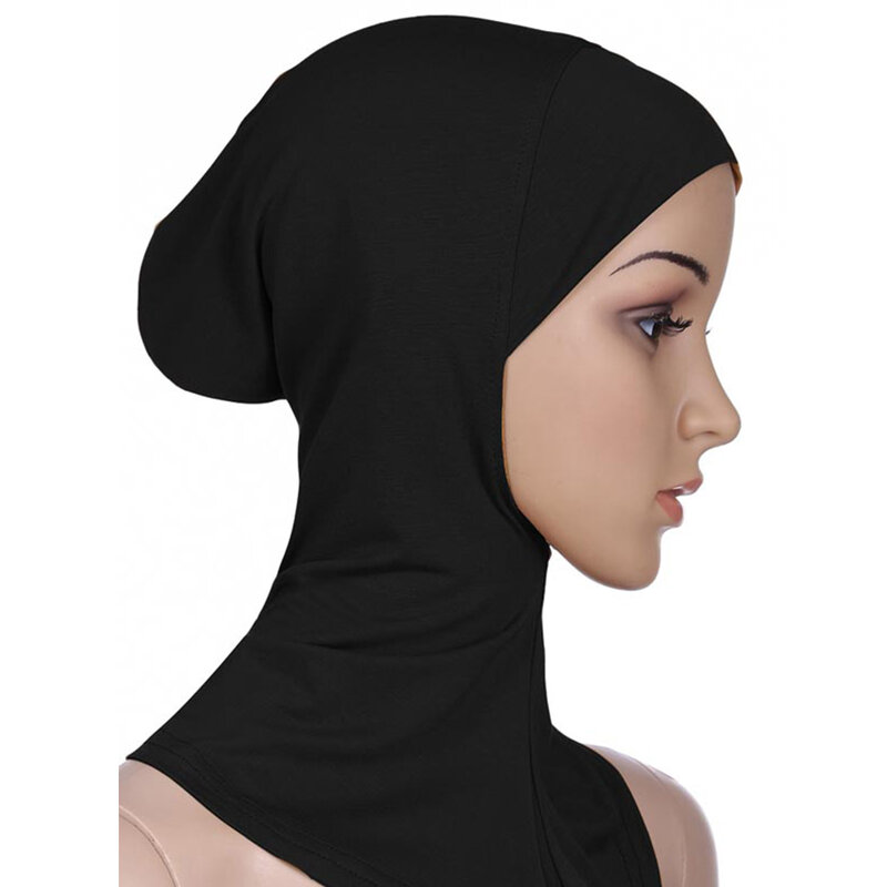 Touca sob o lenço islâmico, cor sólida, pronto para usar, cobertura total, musselina, interior hijab, macio, feminino, turbante